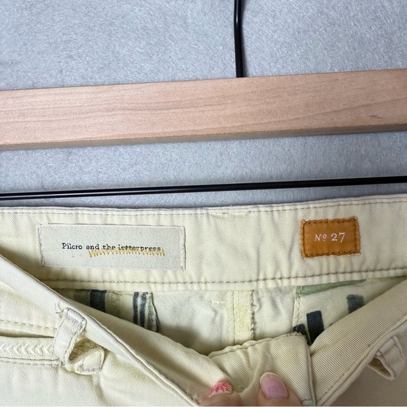 Pilcro and the Letterpress Anthropologie Women Light Yellow Stretch Pant 27 - Picture 5 of 16